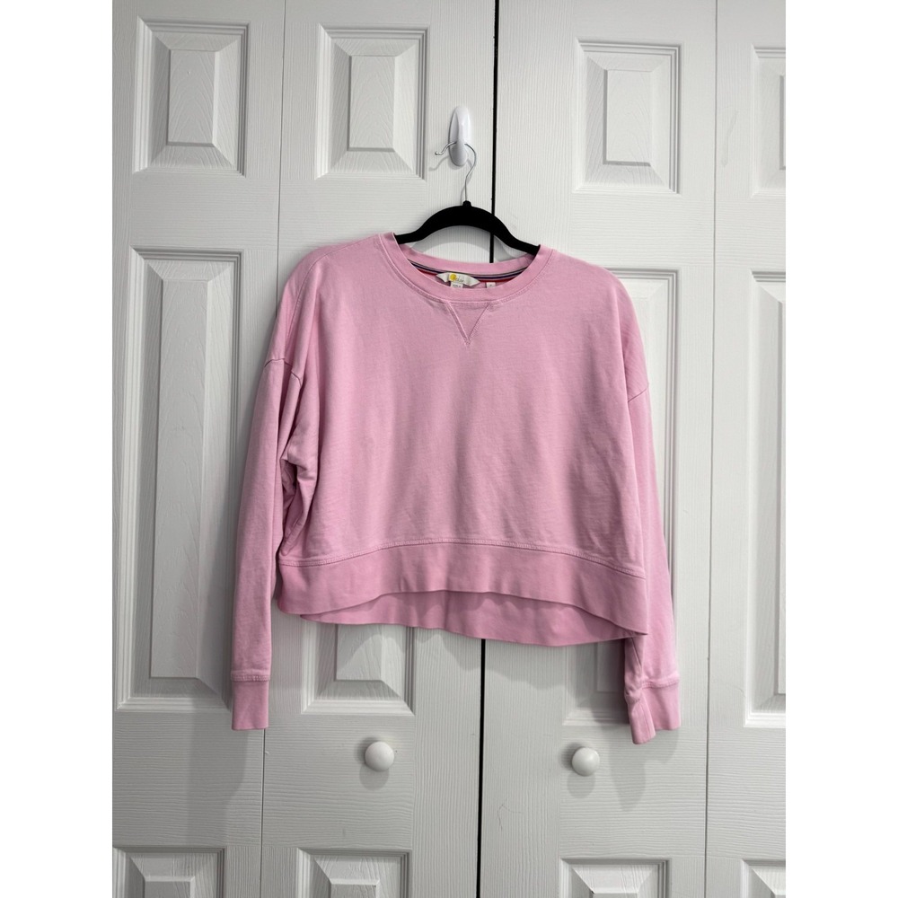 Boden Cropped Sweatshirts Women's Medium Pink Crewneck Long Sleeve‎ Pullover